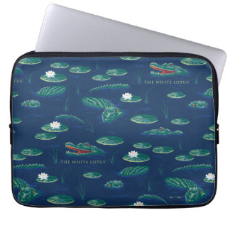 Het witte Lotus Alligator Lagoon patroon Laptop Sleeve
