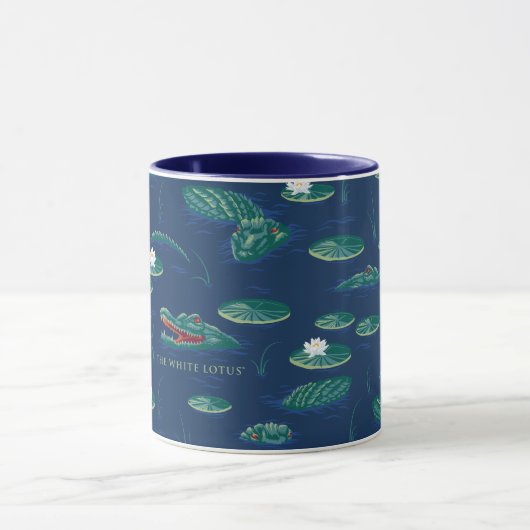 Het witte Lotus Alligator Lagoon patroon Mok (Midden)