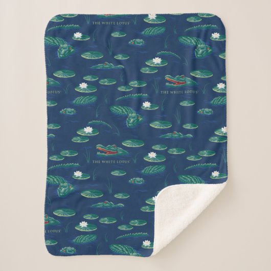 Het witte Lotus Alligator Lagoon patroon Sherpa Deken (Voorkant)