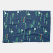 Het witte Lotus Alligator Lagoon patroon Theedoek (Horizontaal)