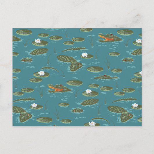 Het witte Lotus Alligator Waters patroon Briefkaart (Voorkant)