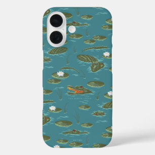 Het witte Lotus Alligator Waters patroon iPhone 16 Hoesje
