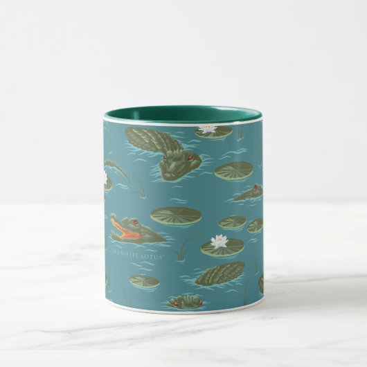 Het witte Lotus Alligator Waters patroon Mok (Midden)