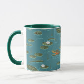 Het witte Lotus Alligator Waters patroon Mok (Links)