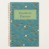 Het witte Lotus Alligator Waters patroon Planner (Voorkant)