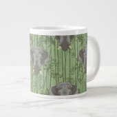 Het witte Lotus Majestic Elephants patroon Extra Grote Beker (Voorkant rechts)