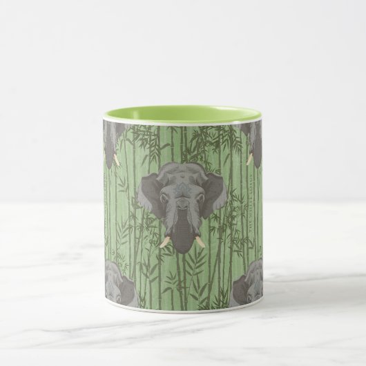Het witte Lotus Majestic Elephants patroon Mok (Midden)
