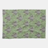 Het witte Lotus Majestic Elephants patroon Theedoek (Horizontaal)