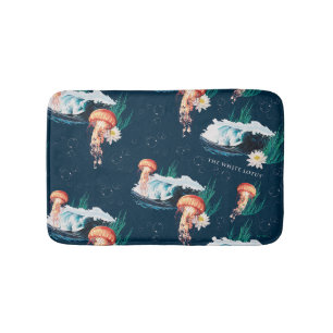 Het witte Lotus Ocean Jellyfish patroon Badmat