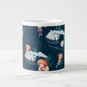 Het witte Lotus Ocean Jellyfish patroon Extra Grote Beker (Voorkant)