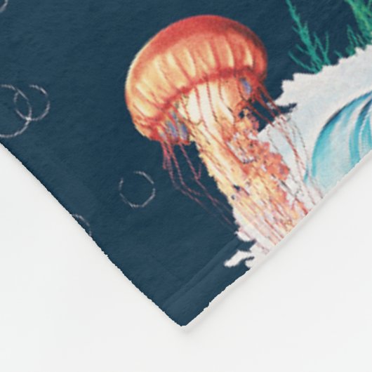Het witte Lotus Ocean Jellyfish patroon Fleece Deken (Hoek)