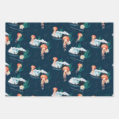 Het witte Lotus Ocean Jellyfish patroon Inpakpapier Vel (Voorkant 3)