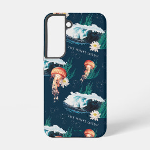 Het witte Lotus Ocean Jellyfish patroon Samsung Galaxy Hoesje