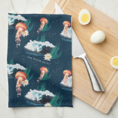 Het witte Lotus Ocean Jellyfish patroon Theedoek (Quarter Fold)