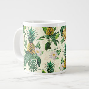Het witte Lotus Pineapple Paradise-patroon Extra Grote Beker