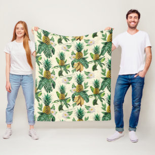 Het witte Lotus Pineapple Paradise-patroon Fleece Deken