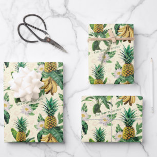Het witte Lotus Pineapple Paradise-patroon Inpakpapier Vel