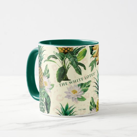 Het witte Lotus Pineapple Paradise-patroon Mok (Voorkant links)
