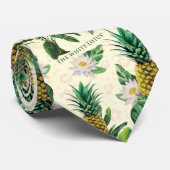 Het witte Lotus Pineapple Paradise-patroon Stropdas (Opgerold)