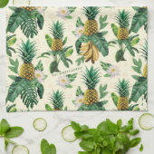 Het witte Lotus Pineapple Paradise-patroon Theedoek (Gevouwen)