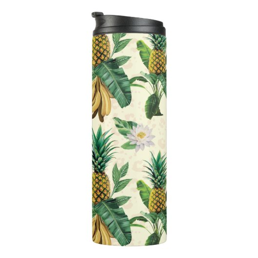Het witte Lotus Pineapple Paradise-patroon Thermosbeker (Geroteerd rechts)