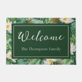 Het witte Lotus Tropical Canopy patroon Deurmat (Voorkant)