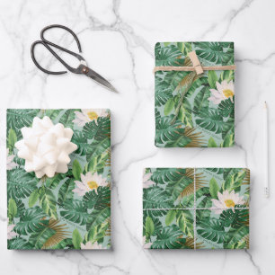 Het witte Lotus Tropical Canopy patroon Inpakpapier Vel