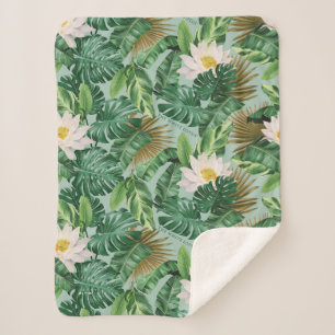 Het witte Lotus Tropical Canopy patroon Sherpa Deken