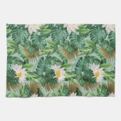 Het witte Lotus Tropical Canopy patroon Theedoek (Horizontaal)