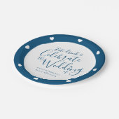 Het witte manuscript van de weddenschap en blauwe papieren bordje (Gekanteld)