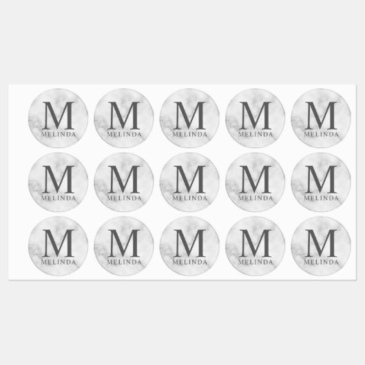 Het witte Marmeren Professionele Monogram en de Et Labels (Vel)