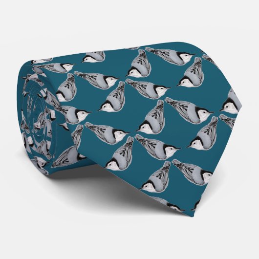 Het witte nuthatch wilde Stropdas (Opgerold)