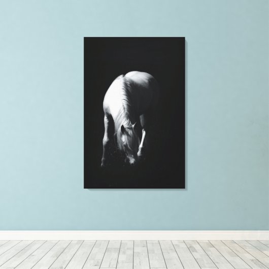 Het witte paard canvas afdruk (Insitu (Houten vloer))
