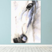 Het witte paard - het originele schilderen canvas afdruk (Insitu (Houten vloer))