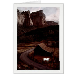 Het witte paard in een geschilderde canyon