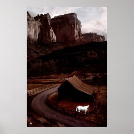 Het witte paard in het Utah Canyonlands Poster
