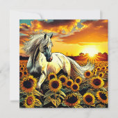 Het witte paard in het veld van zonnebloemen bij z (Voorkant)