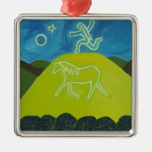 Het witte paard in Somerset in 2011 Metalen Ornament
