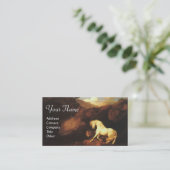 Het witte paard met een leeuwemonogram visitekaartje (Staand voorkant)