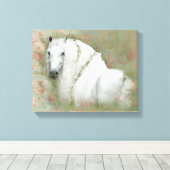 Het witte paard - omwikkeld canvas afdruk (Insitu (Houten vloer))