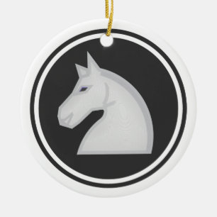Het witte Schaak van de Ridder van het Paard Keramisch Ornament