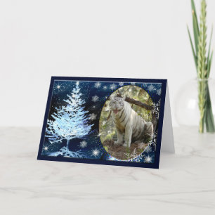 Het witte Wenskaart van Kerstmis van de Tijger Feestdagen Kaart