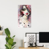 Het woedende meisje Gothic Fantasy Art Poster (Thuiskantoor)