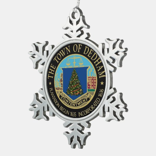 Het wonder van Dedham met kerstsnowflake Tin Sneeuwvlok Ornament (Rechts)