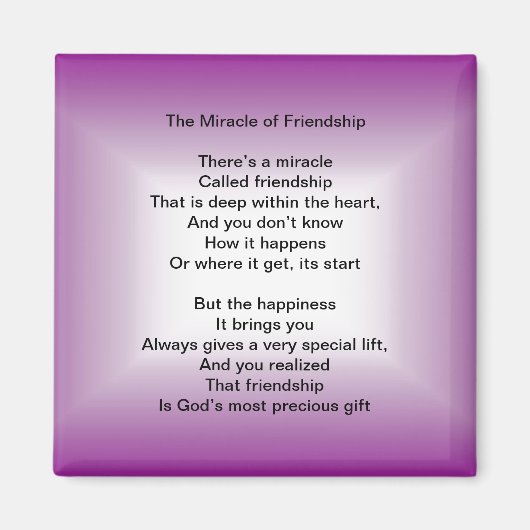 Het wonder van vriendschap Gedicht magneet (Voorkant)
