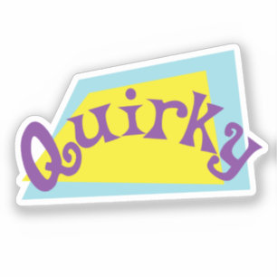 Het woord Quirky in retro vormen en kleuren Sticker