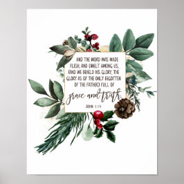 Het woord werd Flesh, John 1:14, Kerstmis Poster