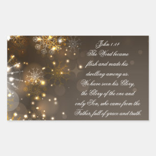 Het woord werd vlees bijbel vers, Johannes 1:14 Rechthoekige Sticker