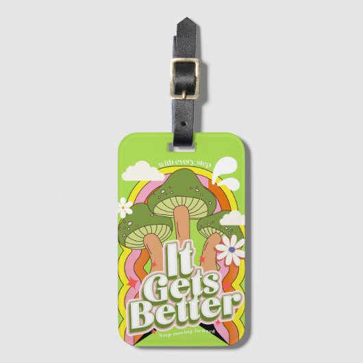 Het wordt beter | Goede Vibes & Groovy Voelt Retro Bagagelabel (Voorkant (verticaal))