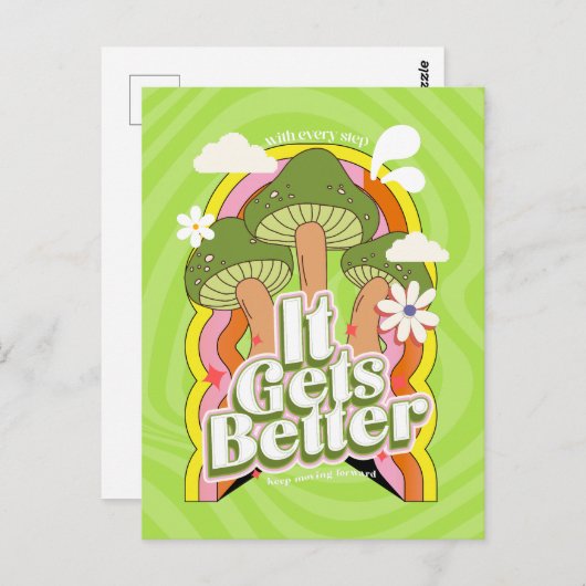 Het wordt beter | Goede Vibes & Retro Groovy Voelt Briefkaart (Voorkant / Achterkant)